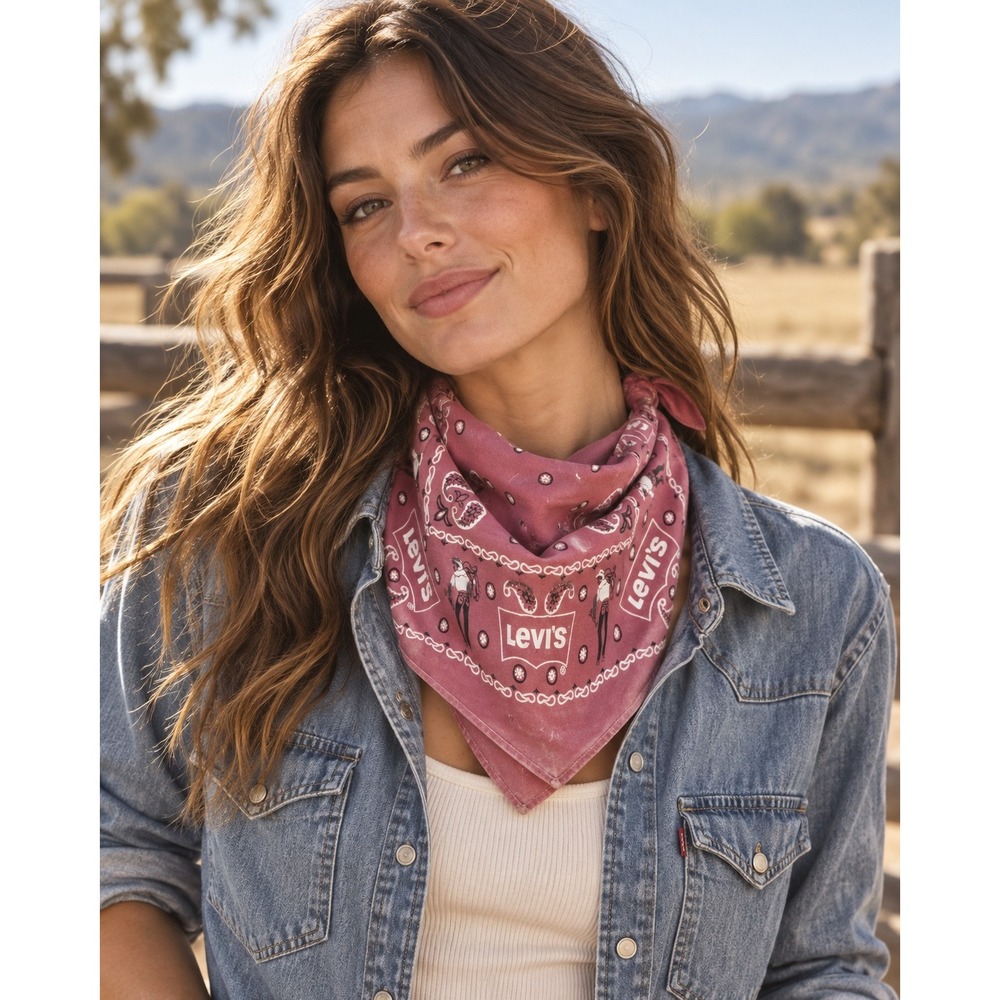 Levi's Bandana Faded Red Paisley Cowboy Print Made in USA Cotton 4086